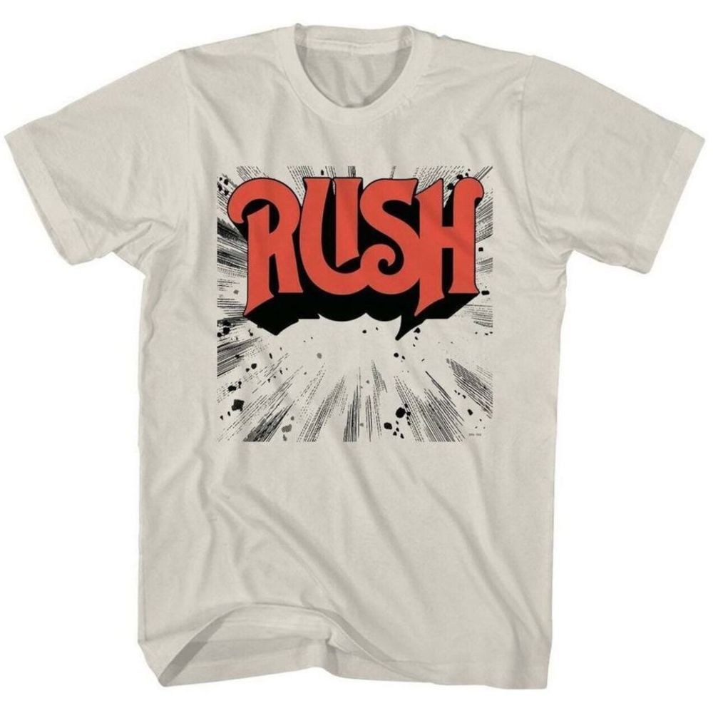 Rush Starburst Logo T Shirt Rock N Roll Music Concert Tee Natural